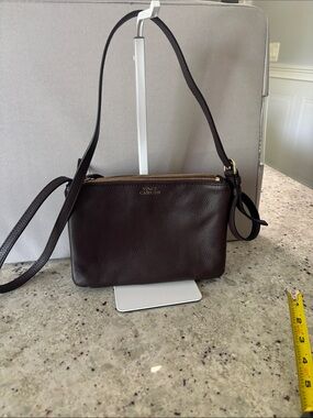 Vince Camuto Dark Wine Pebbled Leather Shoulder Crossbody